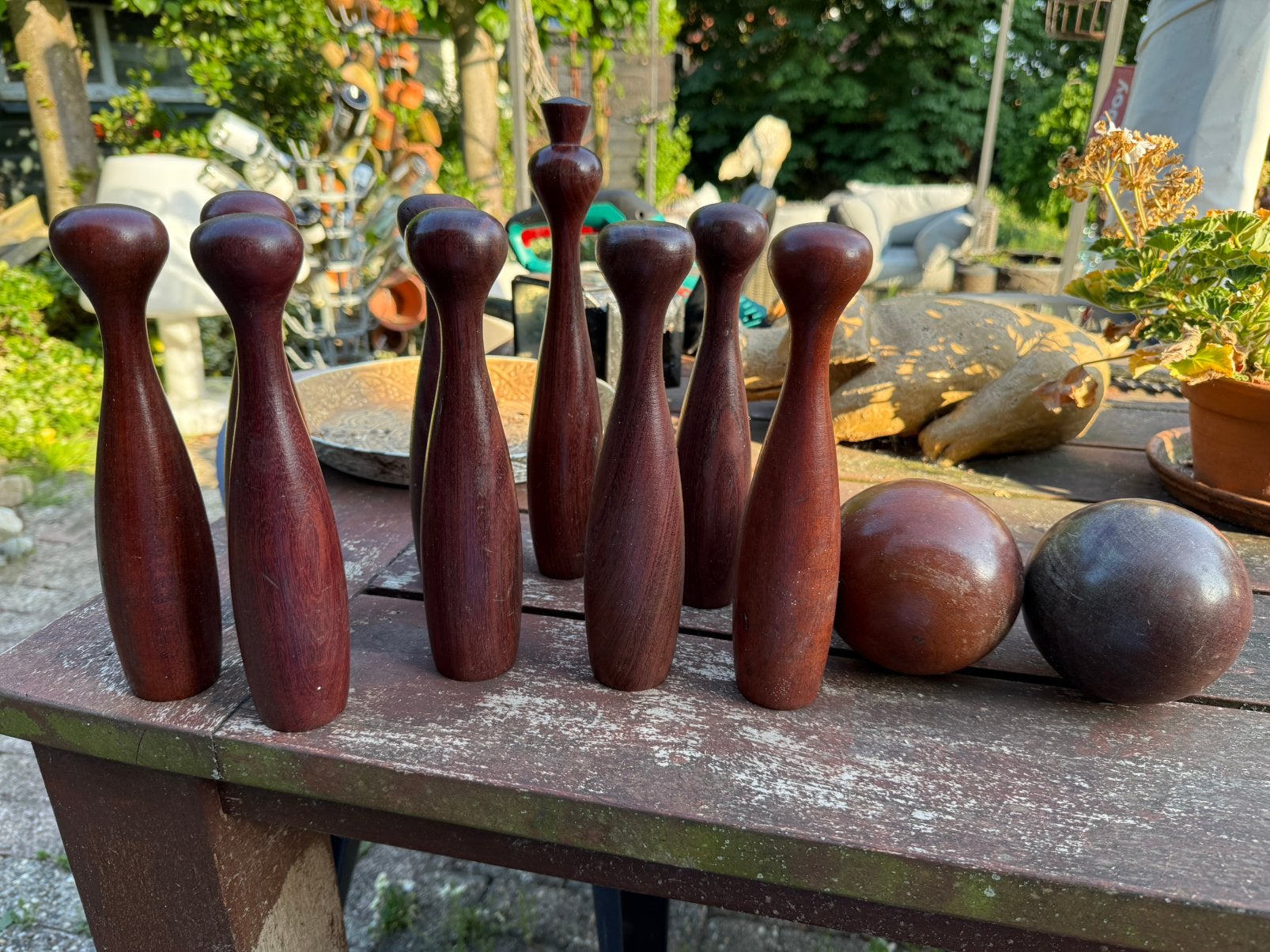 Antiek (?) brocante kegel spel kegelspel kegelen zwaar, Ophalen of Verzenden, Zo goed als nieuw