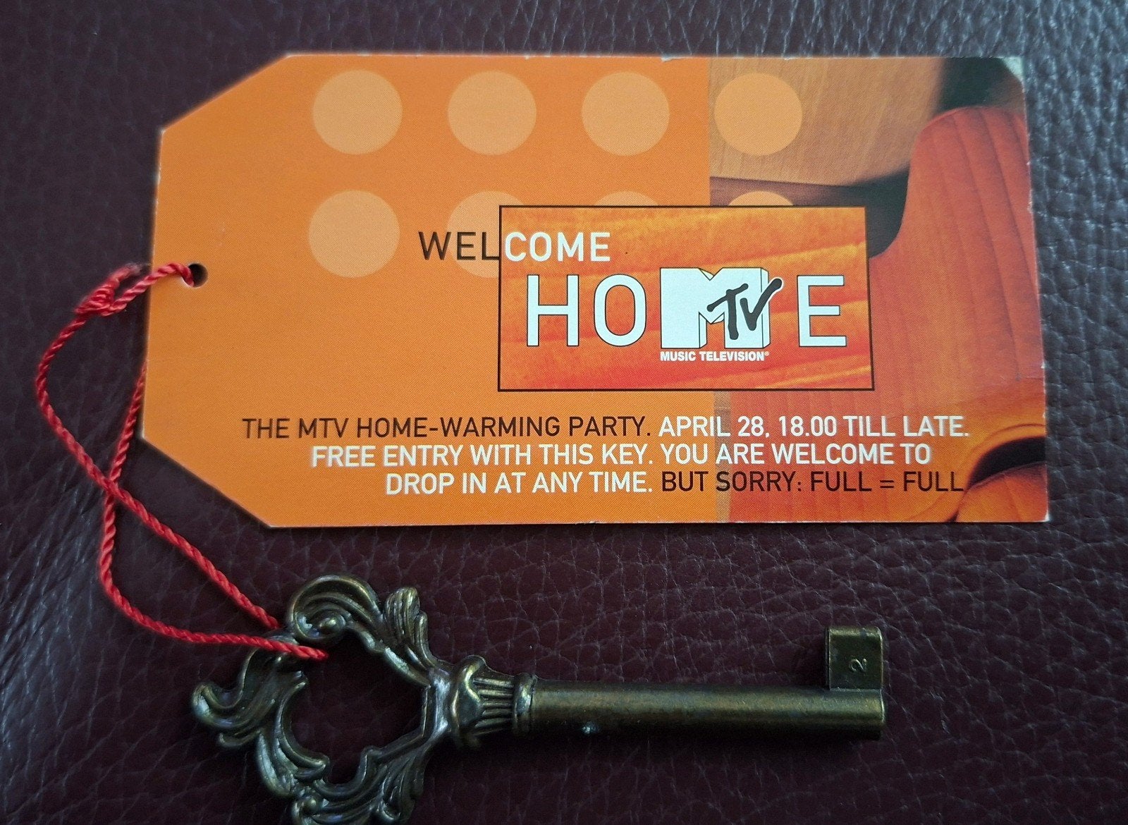 MTV Home key for house warming party De Melkweg