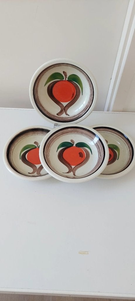 4 Vintage Spaanse Spanje diepe borden  Handbeschilderd 70 80, Eu, Eu, Keramiek, Ophalen of Verzenden