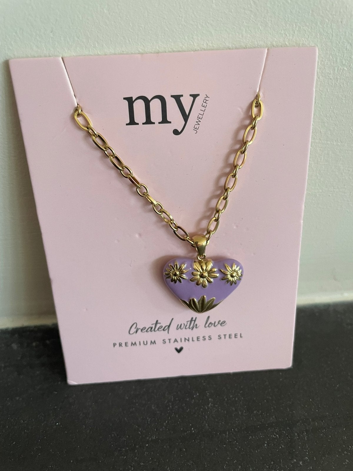 My Jewellery Art schakelketting met paars vintage hart Nieuw, Sieraden, Tassen en Uiterlijk, Kettingen, Ophalen of Verzenden, Nieuw