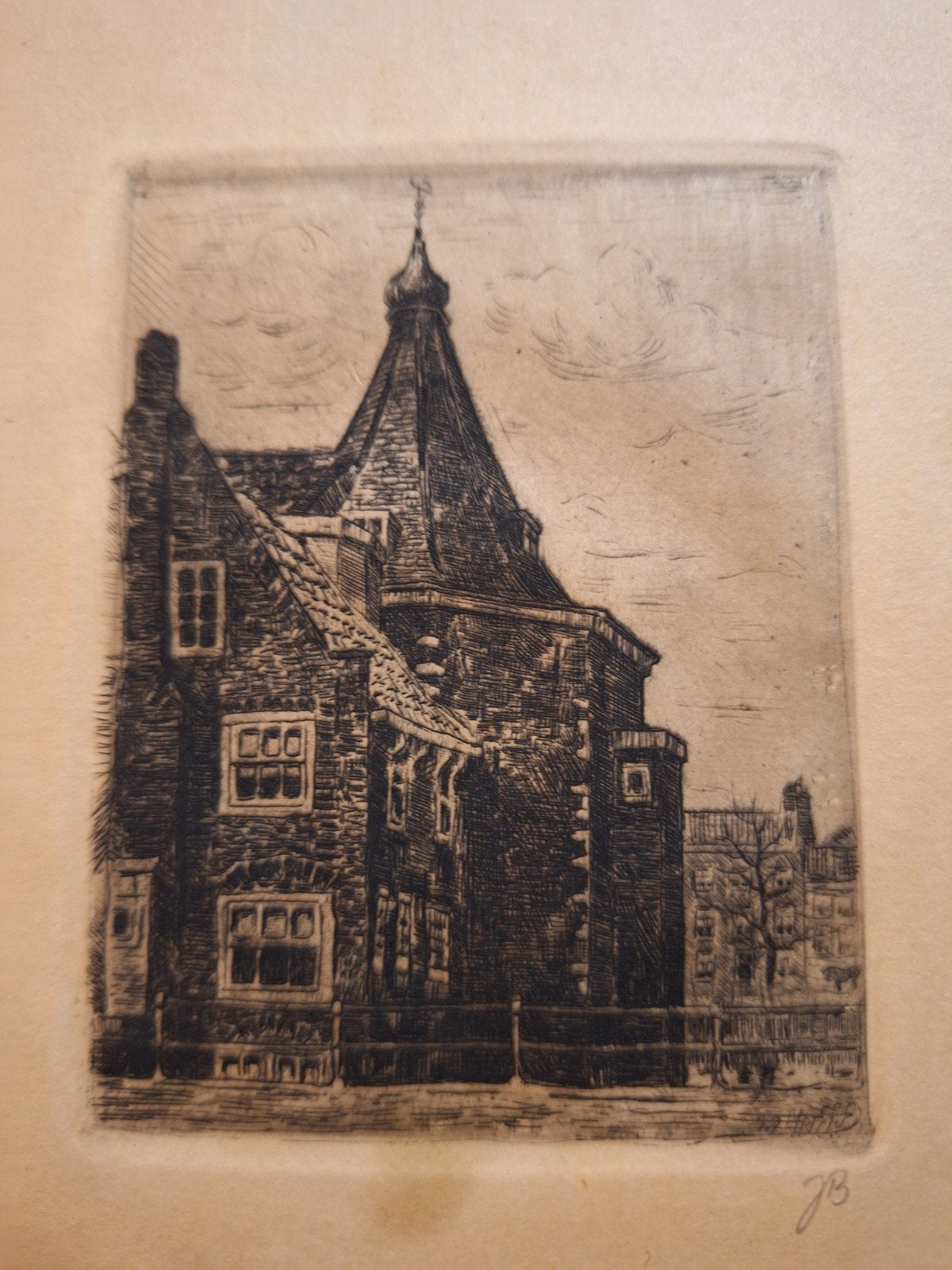 Ets van Utrecht - Historisch Stadsgezicht, Ets, Stadsgezicht, Ophalen of Verzenden, Gesigneerd
