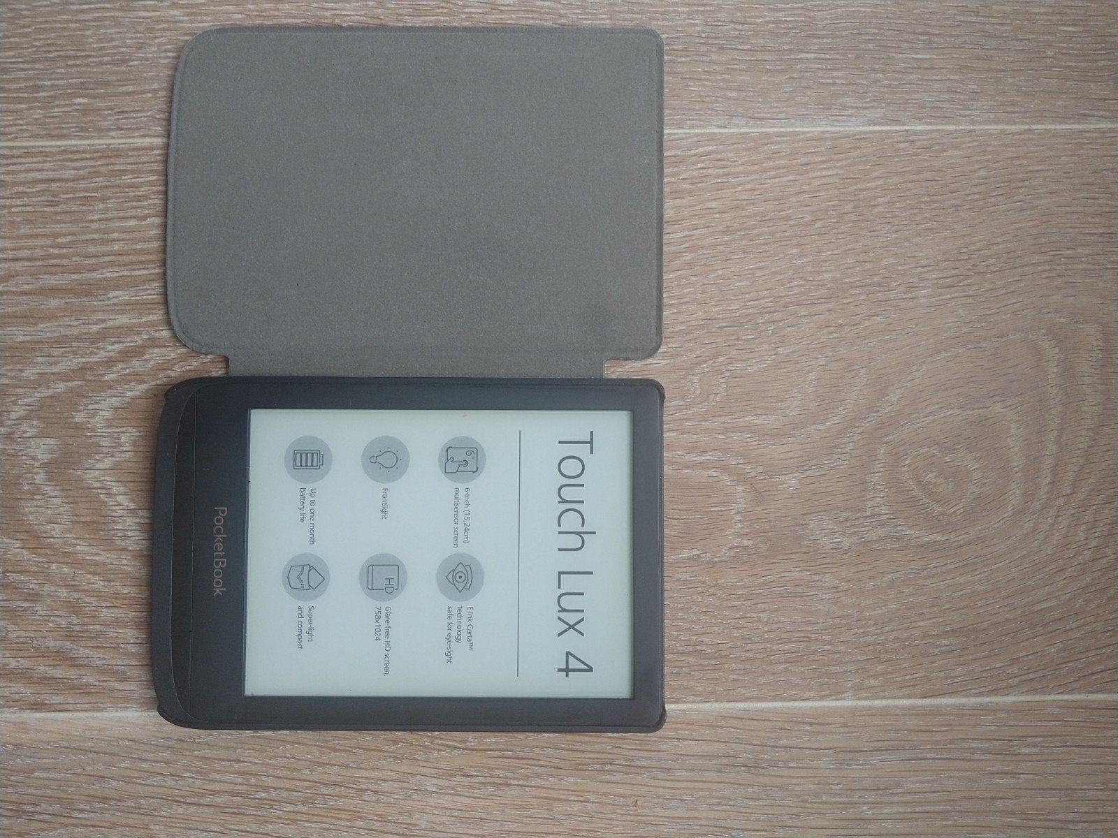 PocketBook Touch Lux 4 E-reader met hoesje, Gebruikt, 8 GB, 6 inch of minder, Ophalen of Verzenden