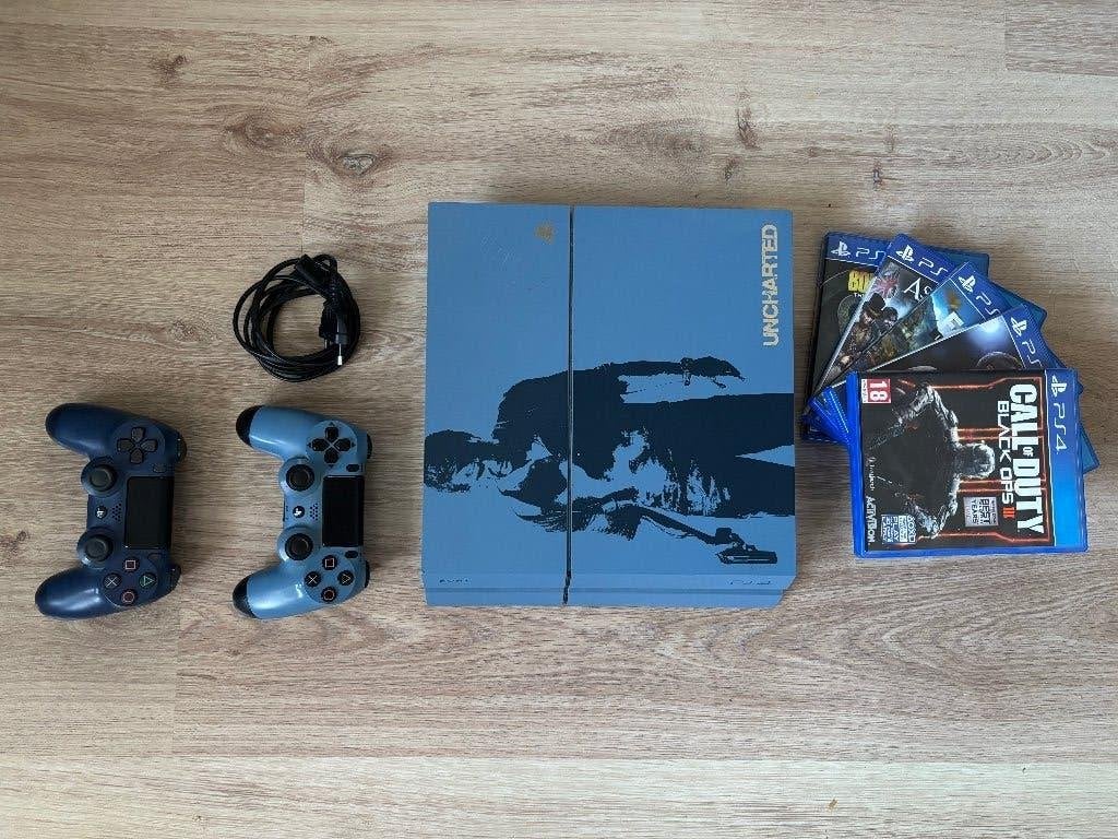 Ps4 1TB Uncharted 4 Limited Edition +2 controllers  +5 games, Met games, Met 2 controllers, Ophalen of Verzenden, Zo goed als nieuw