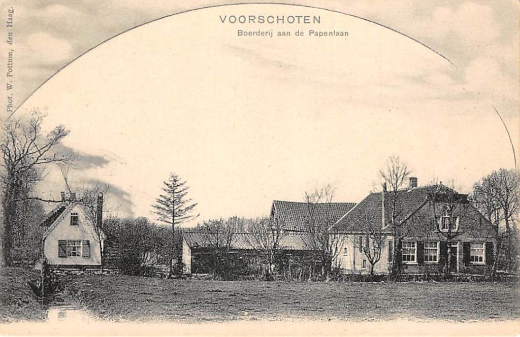 Voorschoten Boerderij aan de Papenlaan, Verzamelen, Ophalen of Verzenden, Voor 1920, Ongelopen, Zuid-Holland