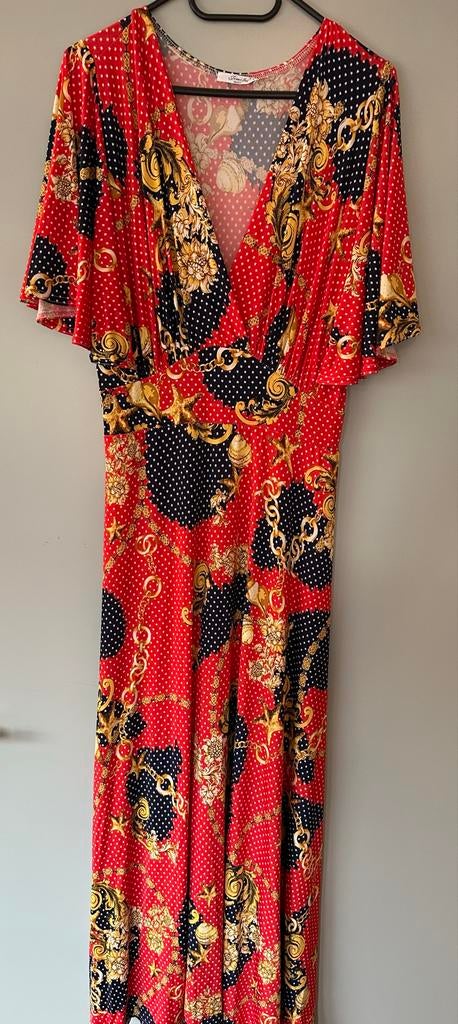 Rode jurk met barok print - Jimifei Paris, Kleding | Dames, Maat 38/40 (M), Verzenden, Nieuw, Knielengte
