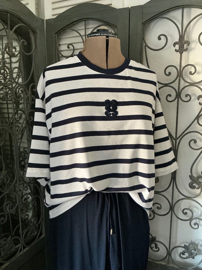 SMITH&SOUL BOXY SHIRT IN BRETONSE STREEP NAVY-CRÈME XL NIEUW, Kleding | Dames, Maat 46/48 (XL) of groter, Nieuw, Korte mouw, SMITH & SOUL