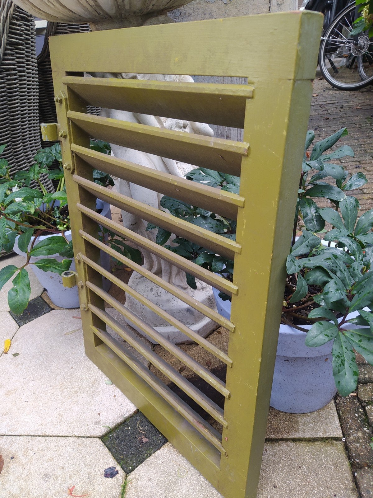 Vintage Groen Houten Luik - Decoratief of Functioneel, Gebruikt, Minder dan 80 cm, Overige typen, Minder dan 200 cm
