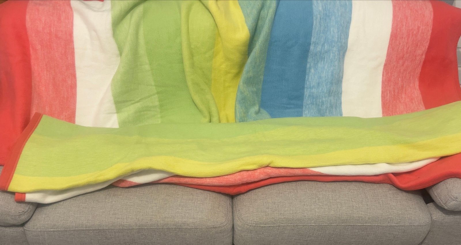 2 kleurrijk gestreept plaids, Gebruikt, Overige materialen, Meerkleurig, 200 cm