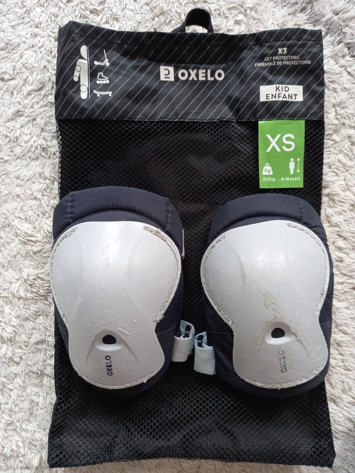 Decathlon Oxelo beschermset (knie, elleboog, pols) - XS, Ophalen of Verzenden, Zo goed als nieuw