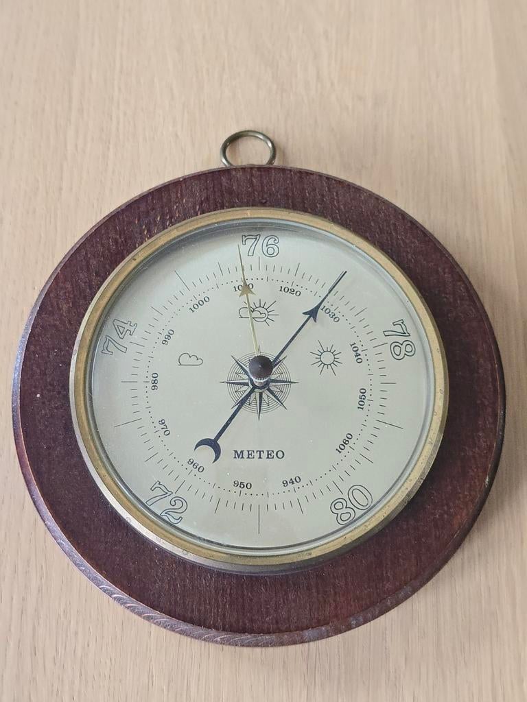 Grote Vintage TFA Dostmann Barometer op houten plaat €19 !!, Ophalen of Verzenden, Zo goed als nieuw, Barometer