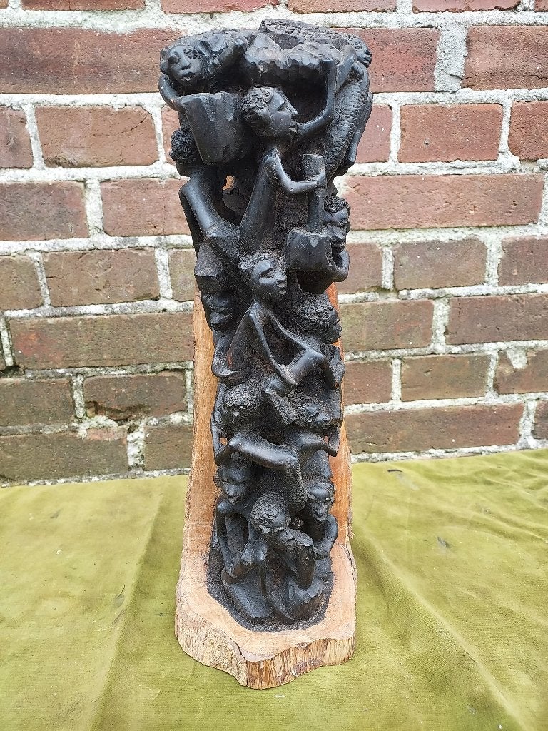 Afrikaans donker houten vruchtbaarheidsbeeld., Antiek en Kunst, Hout, 40 cm, Houtsnijwerk, Afrika