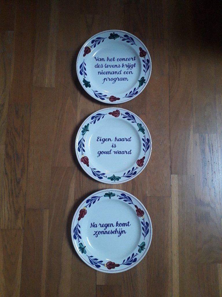 3 Vintage Boch Boerenbont Wandborden Sierborden, Ophalen of Verzenden