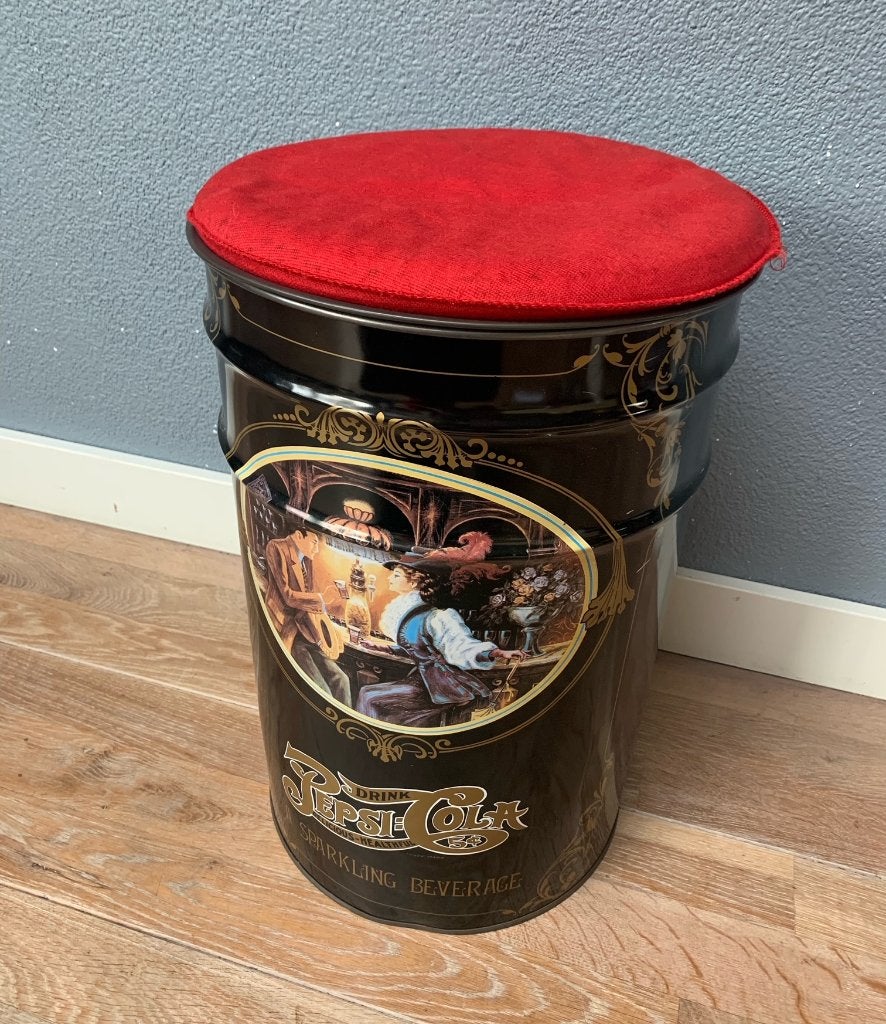 Vintage Pepsi blik kruk - retro cola jaren '60, Ophalen, Gebruikt, Gebruiksvoorwerp, Onbekend