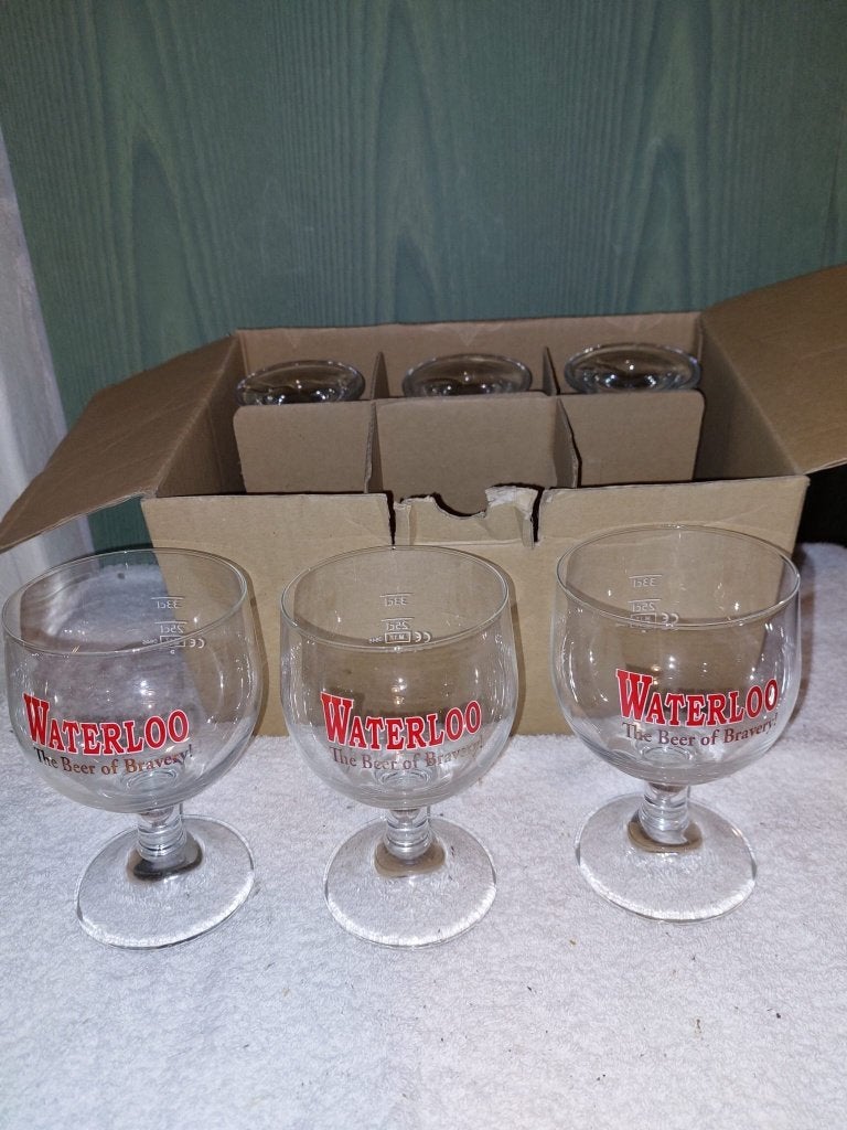 6 oude kristallen glazen Waterloo, Verzamelen, Ophalen of Verzenden, Zo goed als nieuw, Glas of Glazen, Overige merken