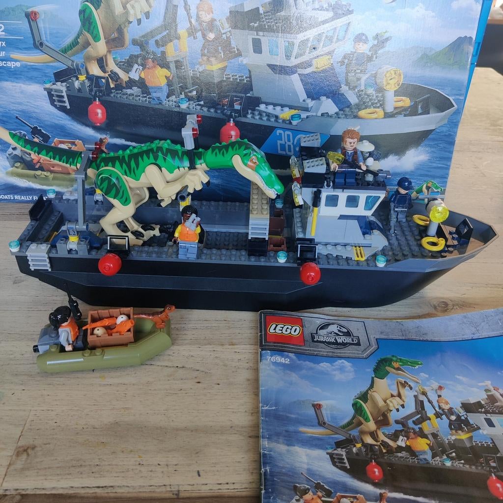 LEGO Jurassic World 76942 Baryonyx Dinosaurus Boot, Jurassic World, Lego, Ophalen of Verzenden, Zo goed als nieuw
