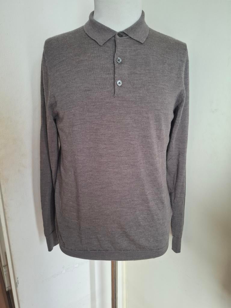 Luxe Profuomo Polo 100% Merino Wol - Maat L - Taupe, Maat 52/54 (L), Bruin, Verzenden, Nieuw