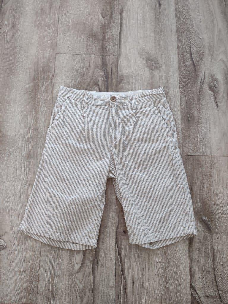 Prachtige beige wit gestreepte korte broek van Zara, 140., Broek, Onb, Ophalen of Verzenden, Zara
