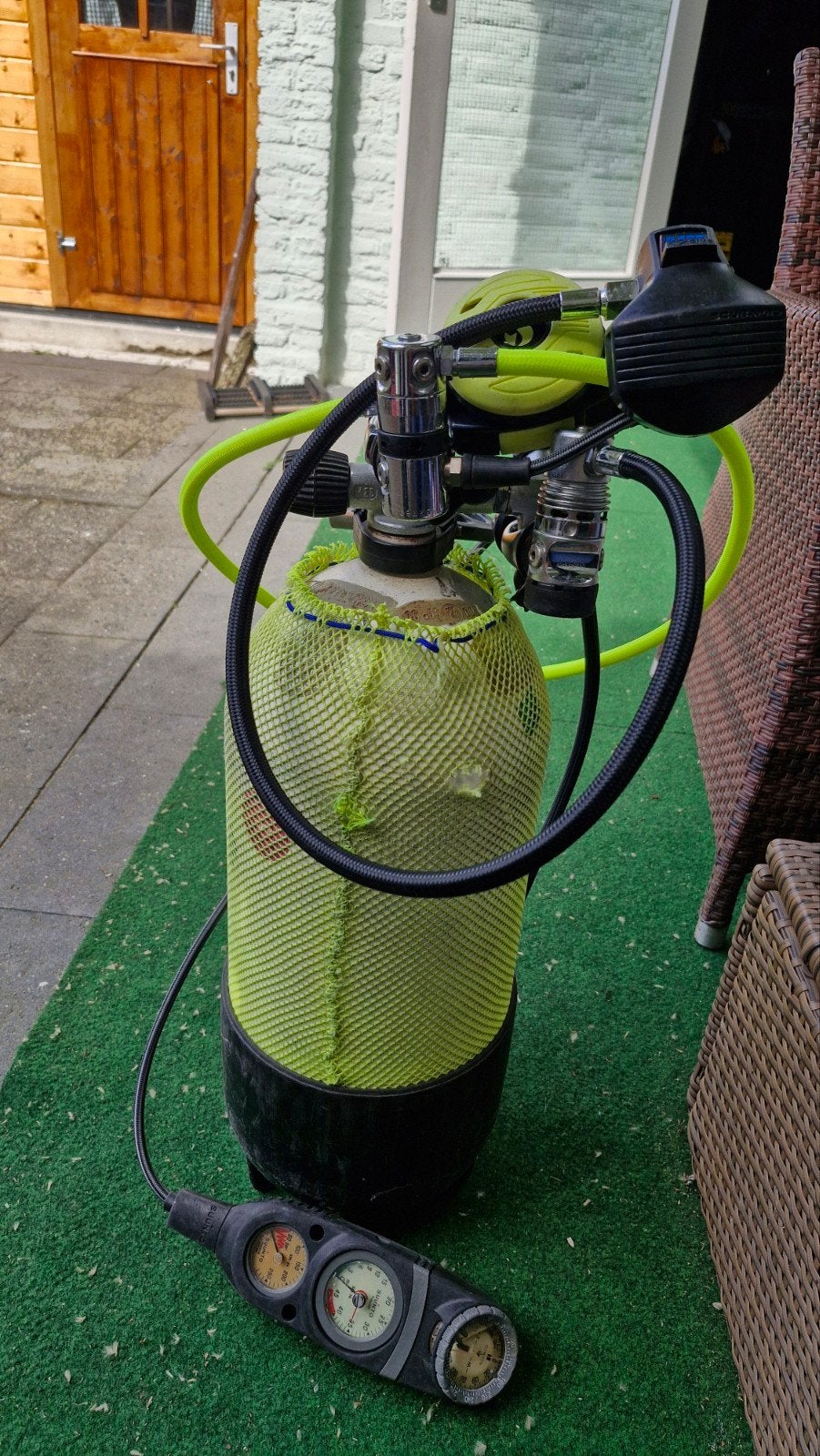 Duikfles 12 liter en automatenset, Ophalen of Verzenden, Gebruikt, Duikfles
