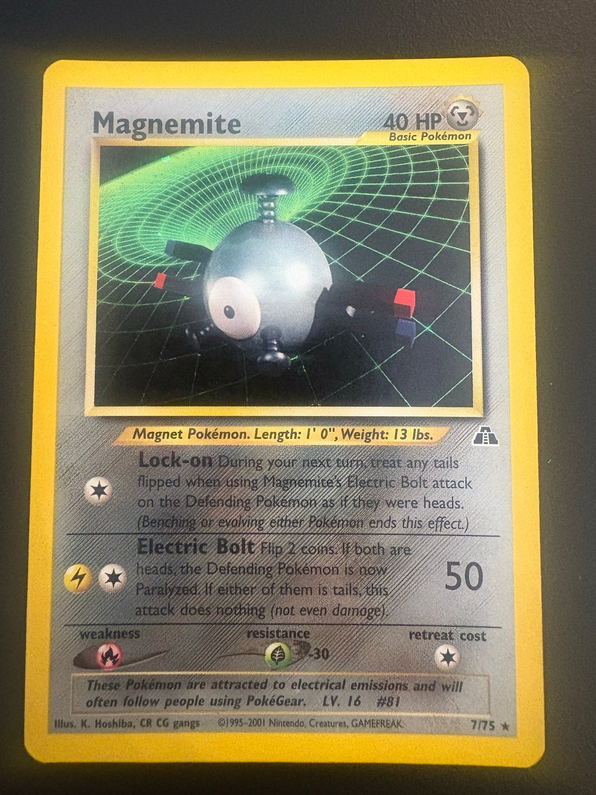 Magnemite Pokémon kaart - Neo set - 7/75, Ophalen of Verzenden, Gebruikt, Losse kaart