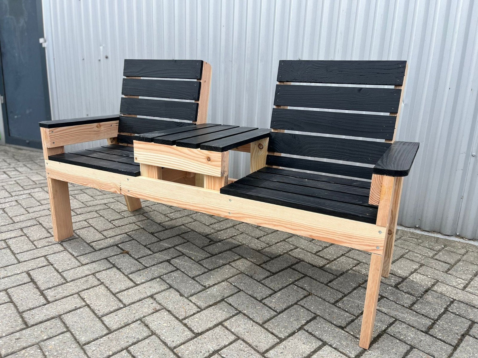 Nieuwe handgemaakte houten tuinbank met tafel, Tuin en Terras, Tuinbanken, Ophalen, Nieuw, Hout