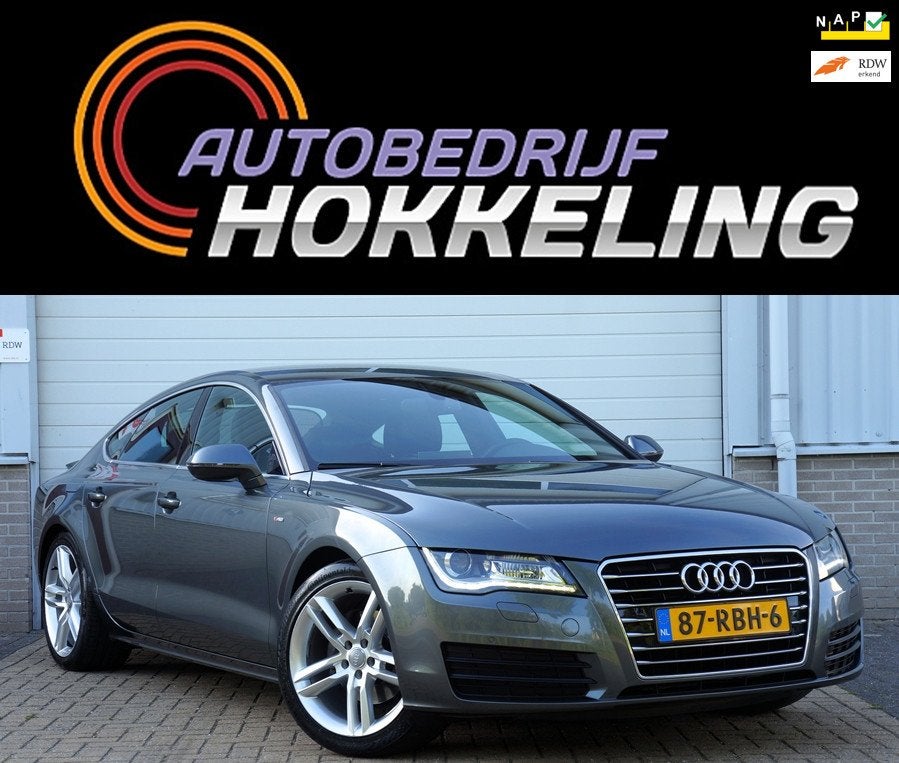 Audi A7 Sportback 2.8 FSI V6 205pk S-Line; Automaat+Xenon=1e, Auto's, Audi, Euro 5, Gebruikt, Zwart, 2773 cc