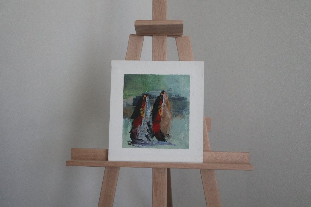 Origineel schilderij - Arabische vrouwen 2, Ophalen of Verzenden, Olieverf, Textiel, Landschap
