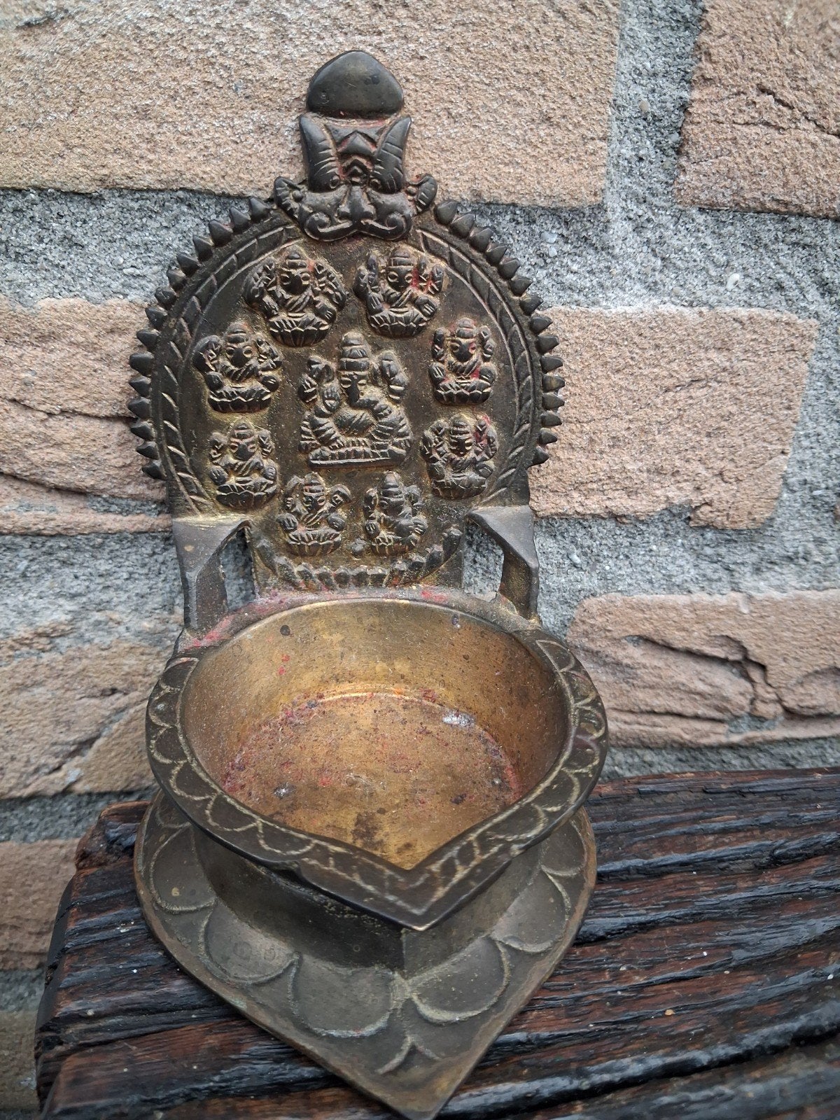 Oude Indiase Messing Olielamp - Diya / Vilakku, Antiek en Kunst, Ophalen of Verzenden