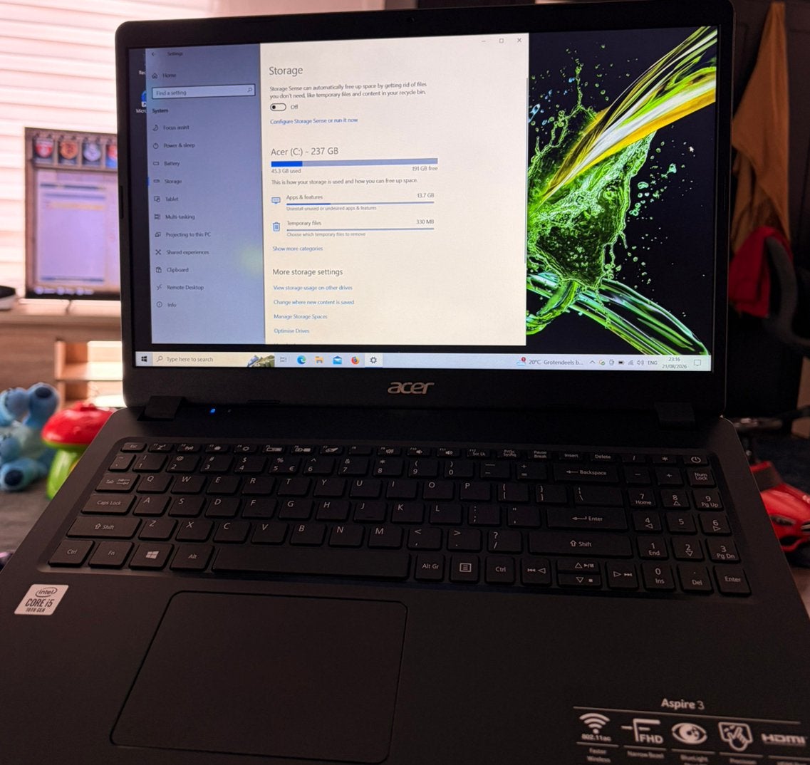 Acer Aspire 3 A315-56 – i5 – 256GB SSD – Zo goed als nieuw, Computers en Software, Ophalen, 2 tot 3 Ghz, 15 inch, Zo goed als nieuw