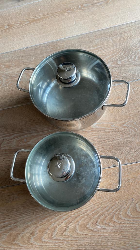 WMF inductie pannen, Ophalen, Zo goed als nieuw, Rvs, Pannenset