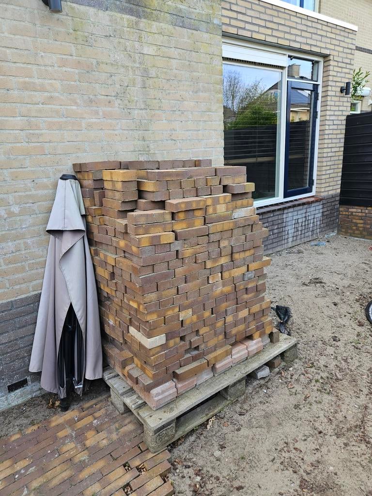 Partij geel/rode klinkers 20,4x8,7x4,5cm, Overige materialen, Gebruikt, Minder dan 20 cm, Minder dan 5 m²