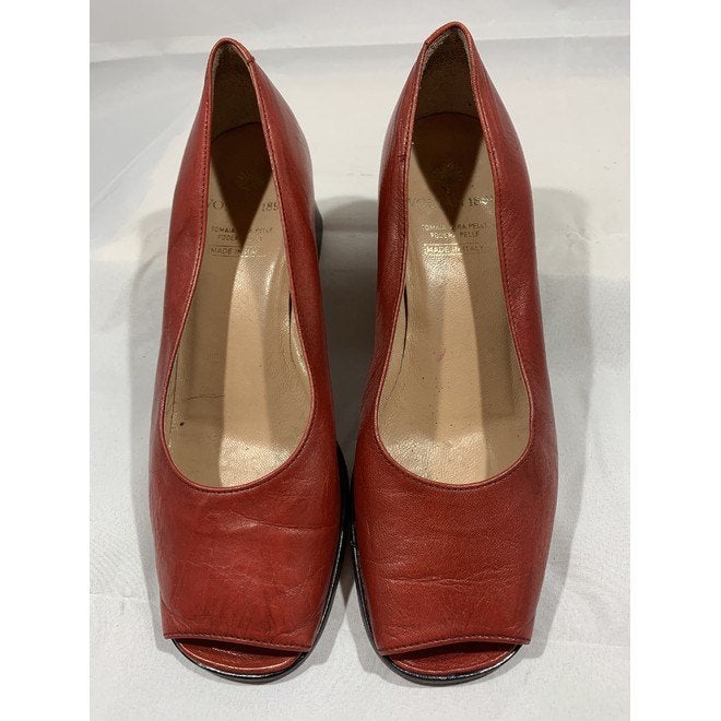 Voltan 1898, maat 36.5 Trendy rode peeptoe schoentjes., Schoenen met lage hakken, Verzenden, Voltan, Gedragen