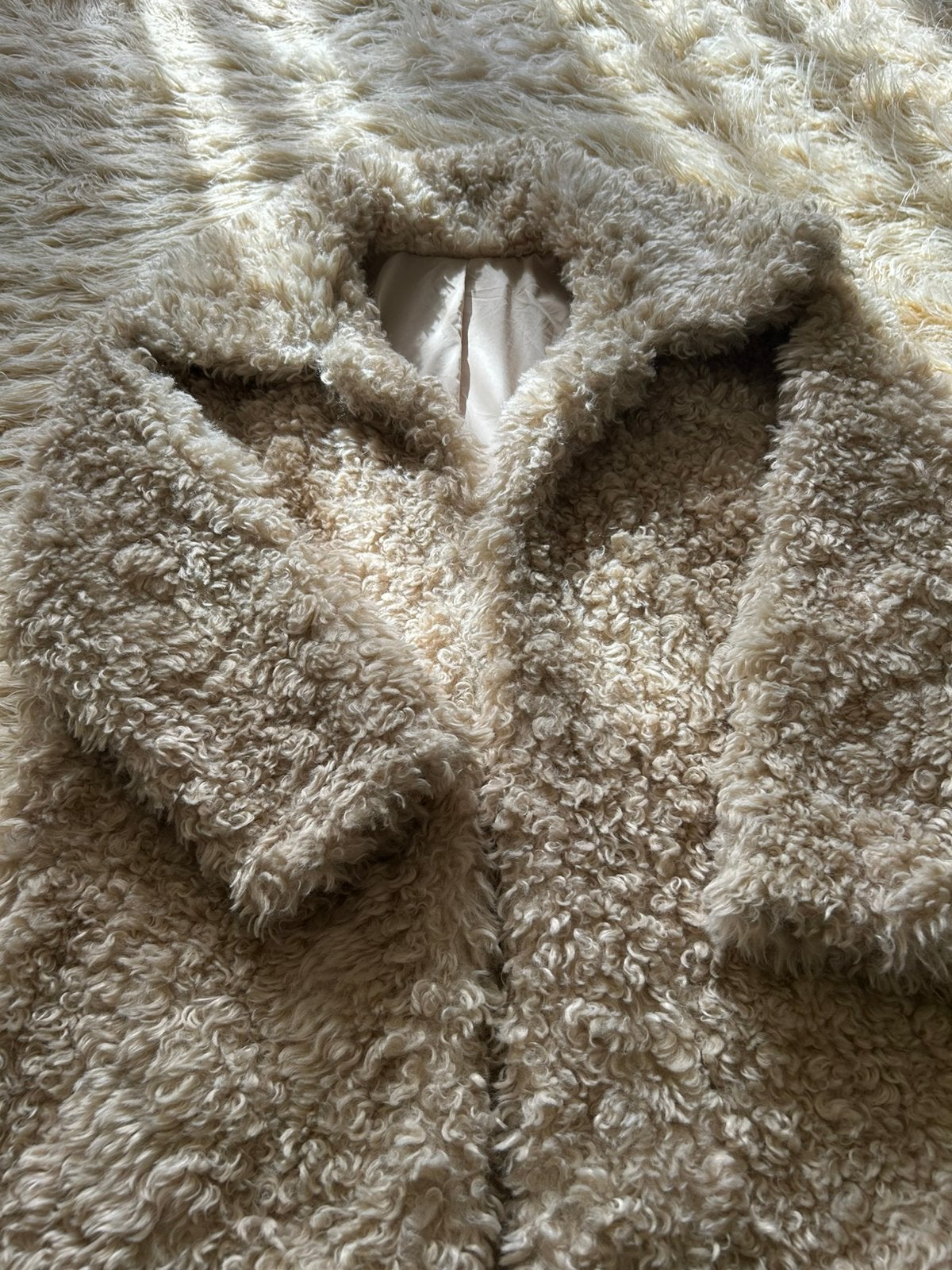 Teddy mantel jas XL, Ophalen, Zo goed als nieuw, Maat 46/48 (XL) of groter, Beige