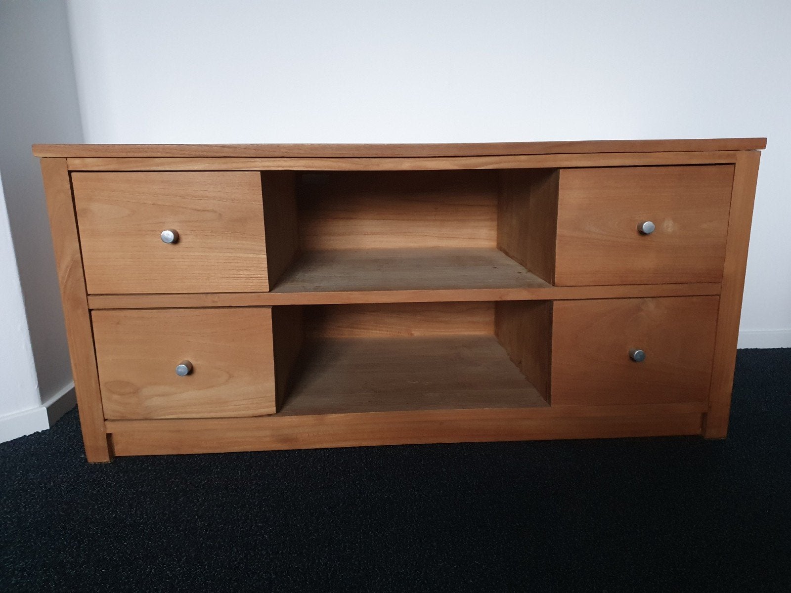 Massief teakhouten tv-kast met 4 laden (Kabinet Bunnik), Ophalen, 25 tot 50 cm, Minder dan 100 cm