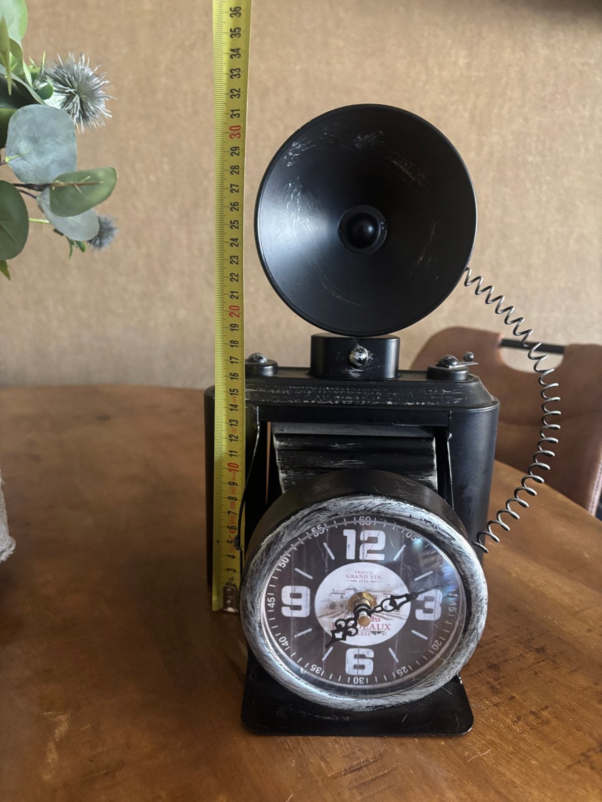 Vintage camera klok - Uniek decoratiestuk, Huis en Inrichting, Gebruikt, Vintage, Analoog, Werkt op batterijen