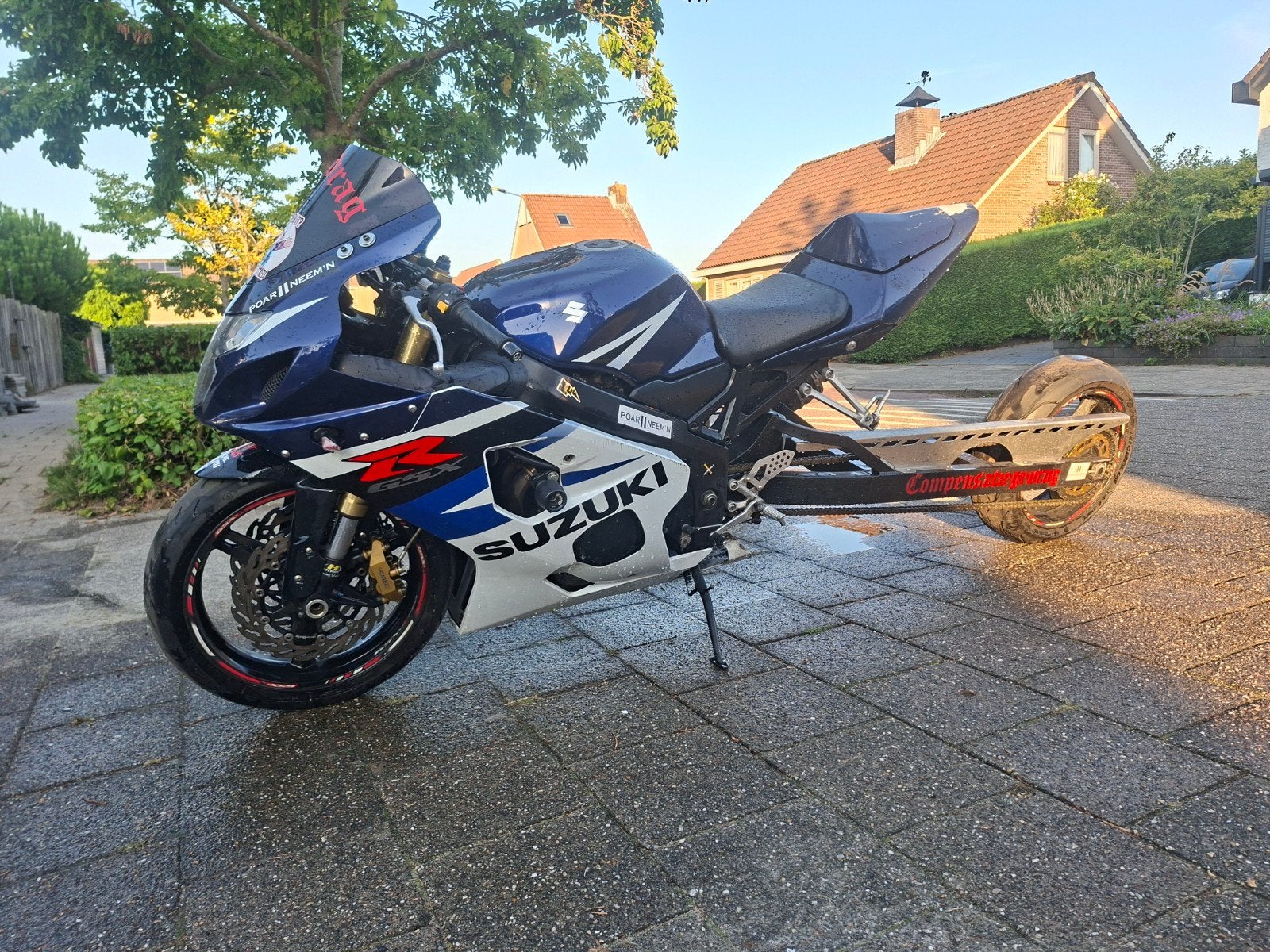 Suzuki GSXR750  K4 met verlengde achterbrug en Hyperpro veri, Motoren, Ophalen of Verzenden