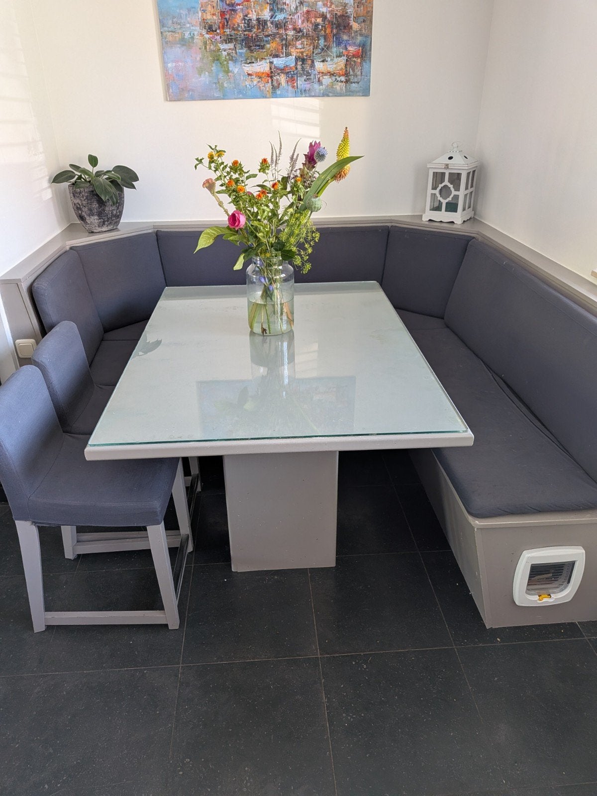 Inbouwbank met tafel, Ophalen, Gebruikt, Glas, 150 tot 200 cm
