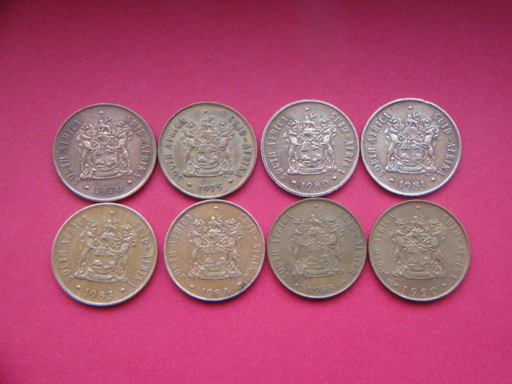 Kavel Zuid-Afrika setje munten 2 Centen 1970 / 1990., Postzegels en Munten, Munten | Afrika, Verzenden, Zuid-Afrika, Setje