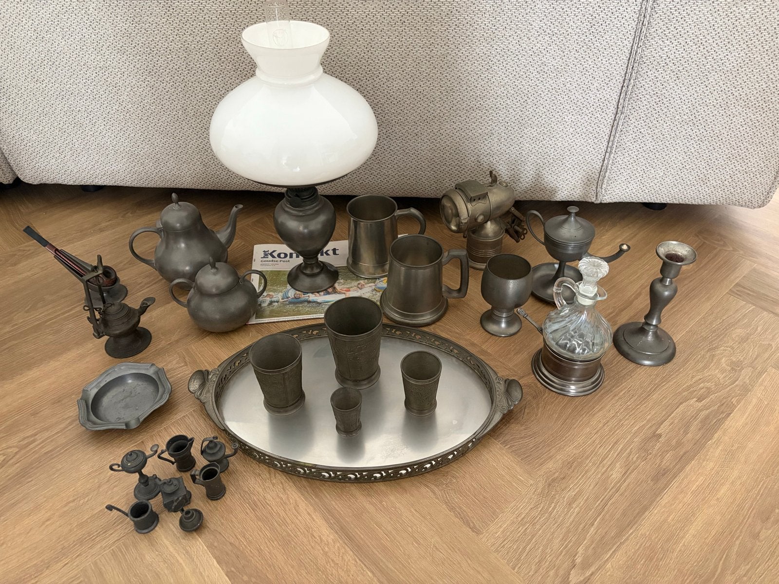 Grote verzameling tinnen objecten, van o.a. Daalderop, Antiek en Kunst, Antiek | Tin, Ophalen
