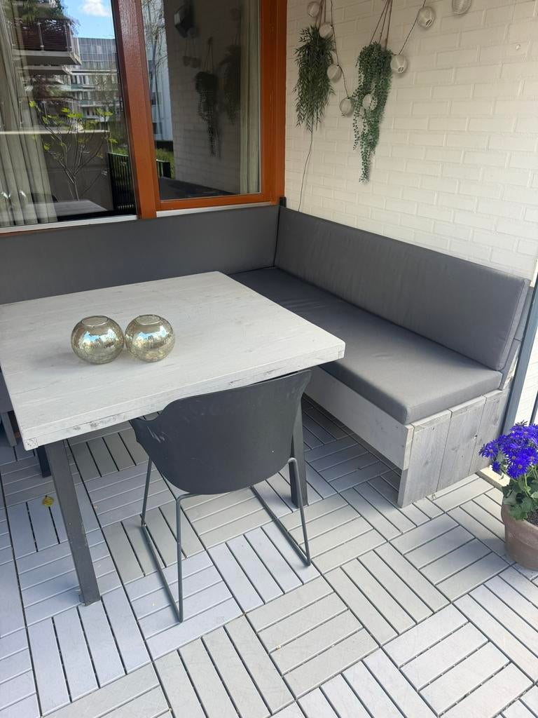 Loungebank met tafel, Ophalen, 4 zitplaatsen, Gebruikt, Steigerhout
