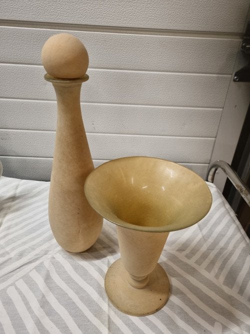 vazen set vaas en fles creme kleurig, Ophalen of Verzenden