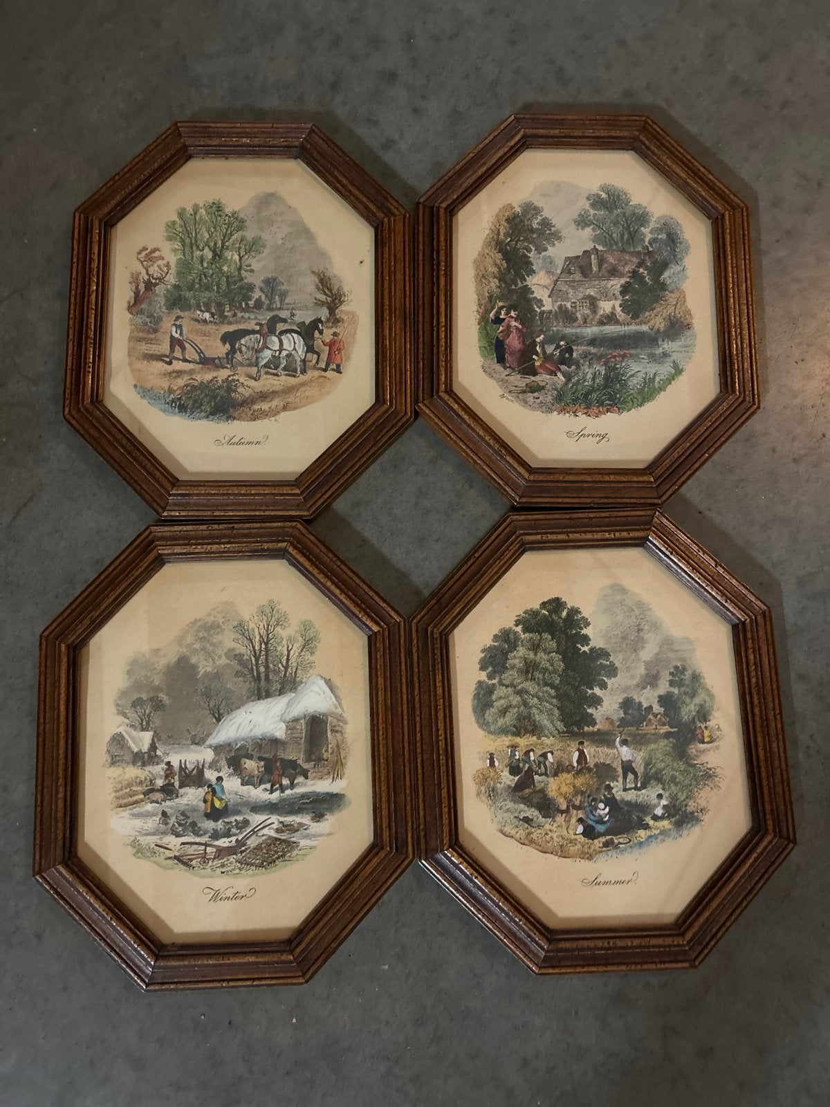 Ingelijste prenten: De Vier Seizoenen, Ophalen of Verzenden, Landschap, Klassiek, Print