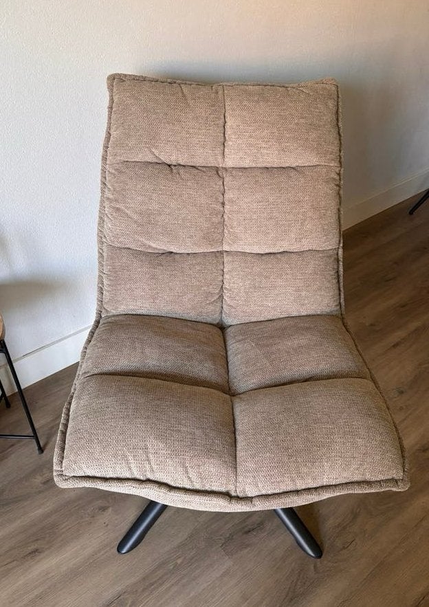 Fauteuil draaifauteuil Clayton taupe, Ophalen, 75 tot 100 cm, Zo goed als nieuw, Stof