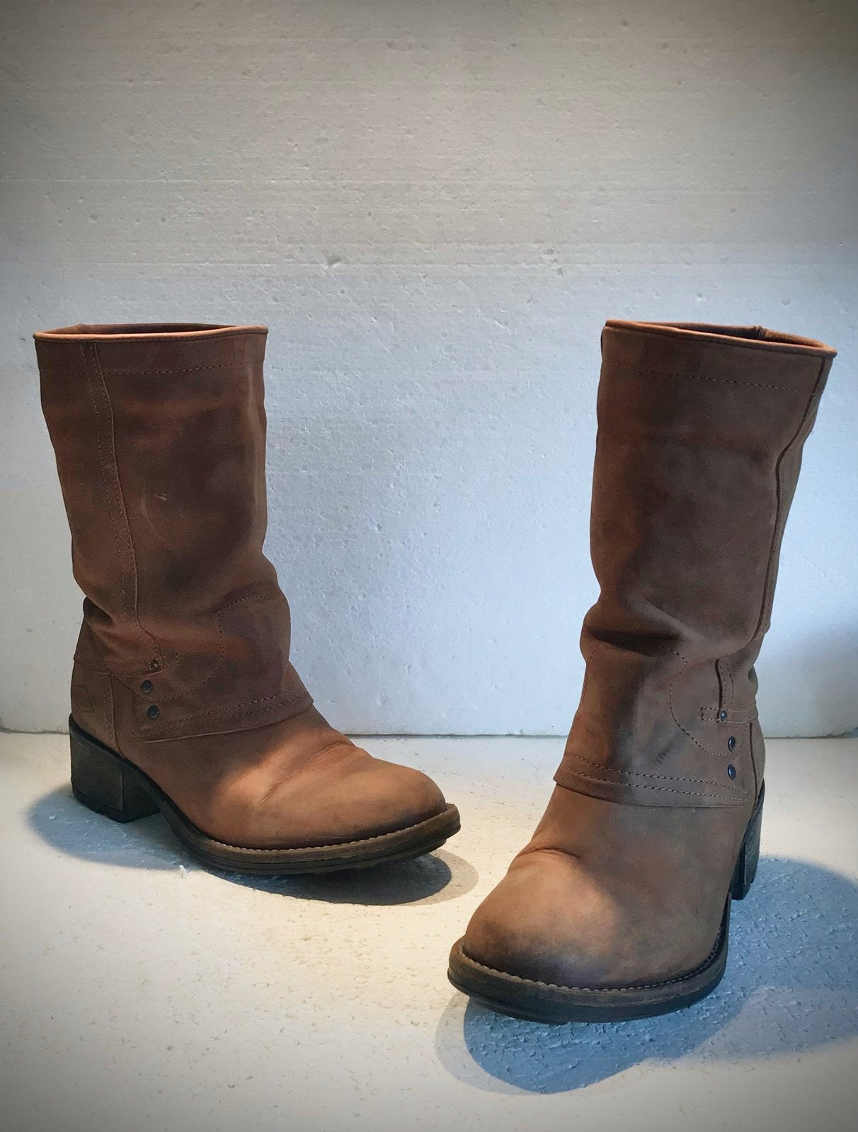 Palladium stoere half hoge leren laarzen / boots bruin 39, Ophalen of Verzenden, Bruin, Lage of Enkellaarzen
