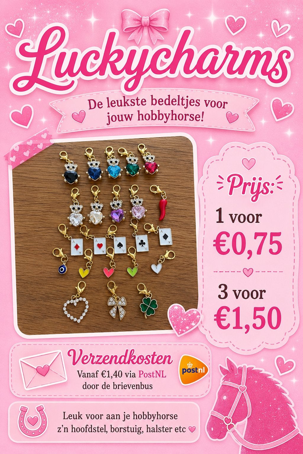 Gouden luckycharms, Overige merken, Nieuw, Ophalen of Verzenden, 4 bedels of meer