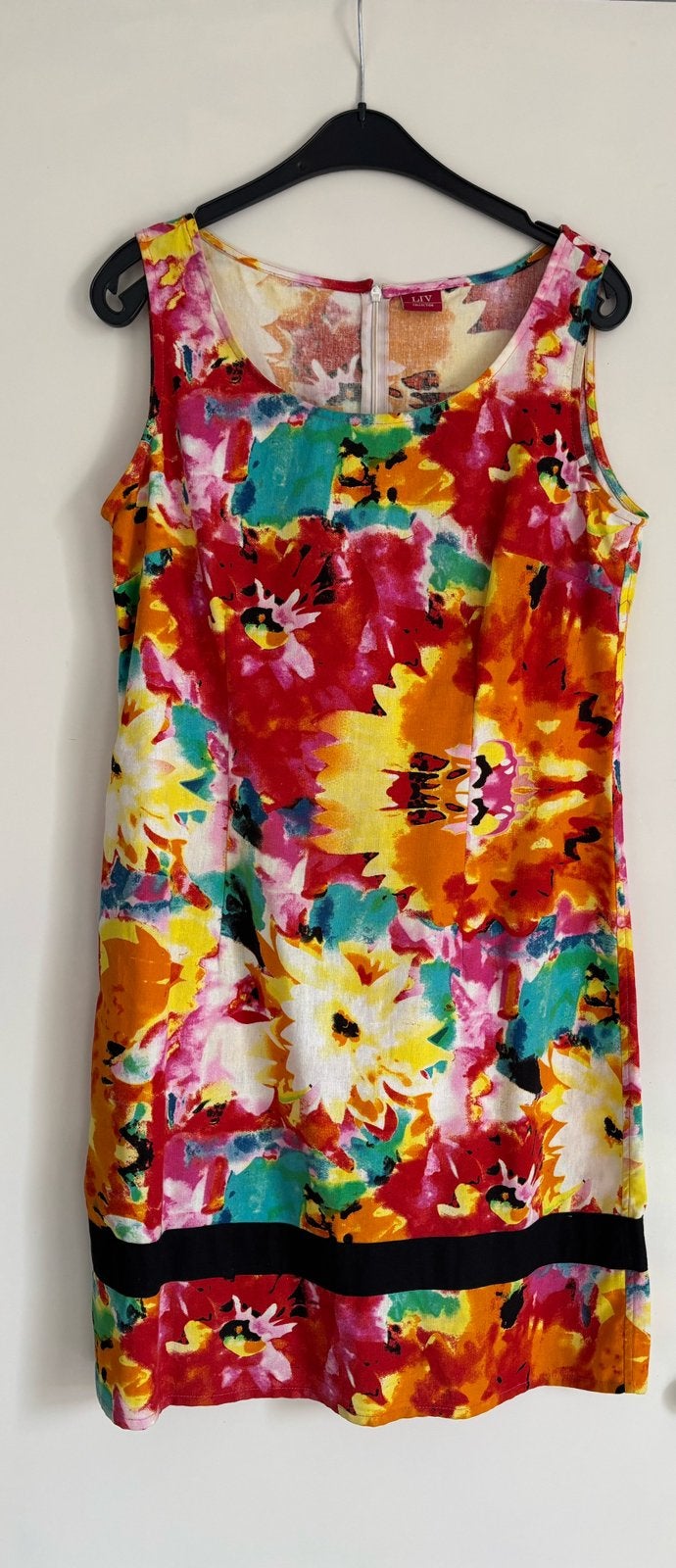 Fleurige linnen zomerjurk maat M, Maat 38/40 (M), Meerkleurig, Ophalen of Verzenden, Knielengte