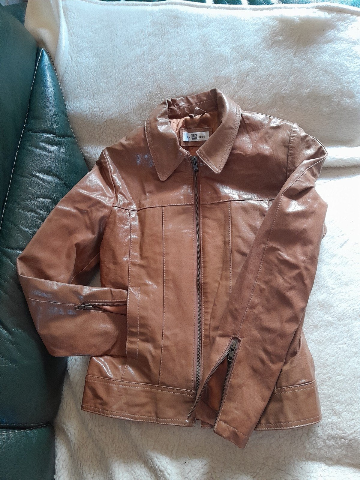 Vintage New Look Leren Jas Jaren '90/'00 - TLC Nodig, Bruin, New Look, Ophalen of Verzenden, Maat 36 (S)