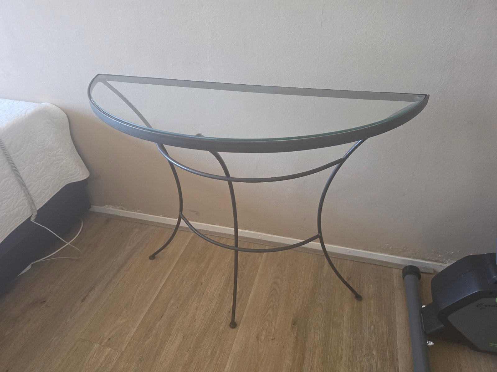 Half ronde hal tafel met glasplaat, Ophalen, Gebruikt, Overige vormen