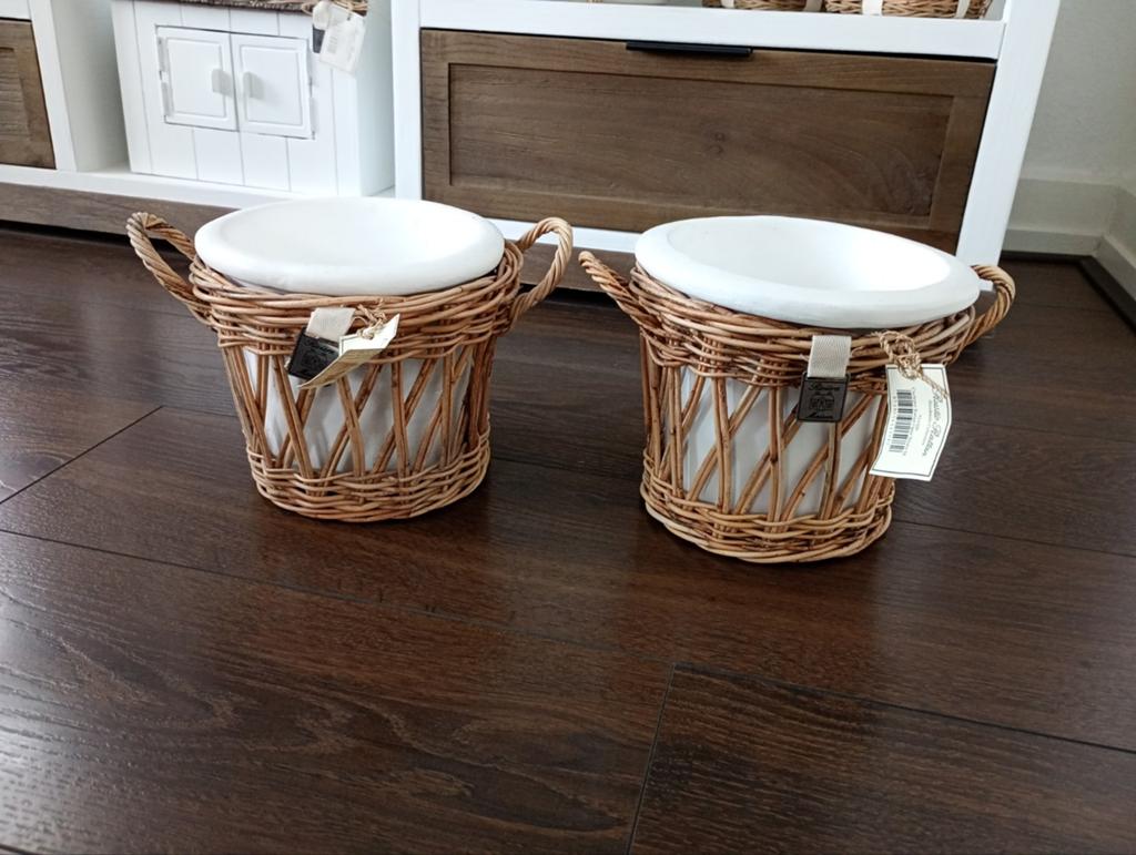 2 Rivièra Maison bloempotten rattan maat M Riviera Maison, Ophalen, Nieuw