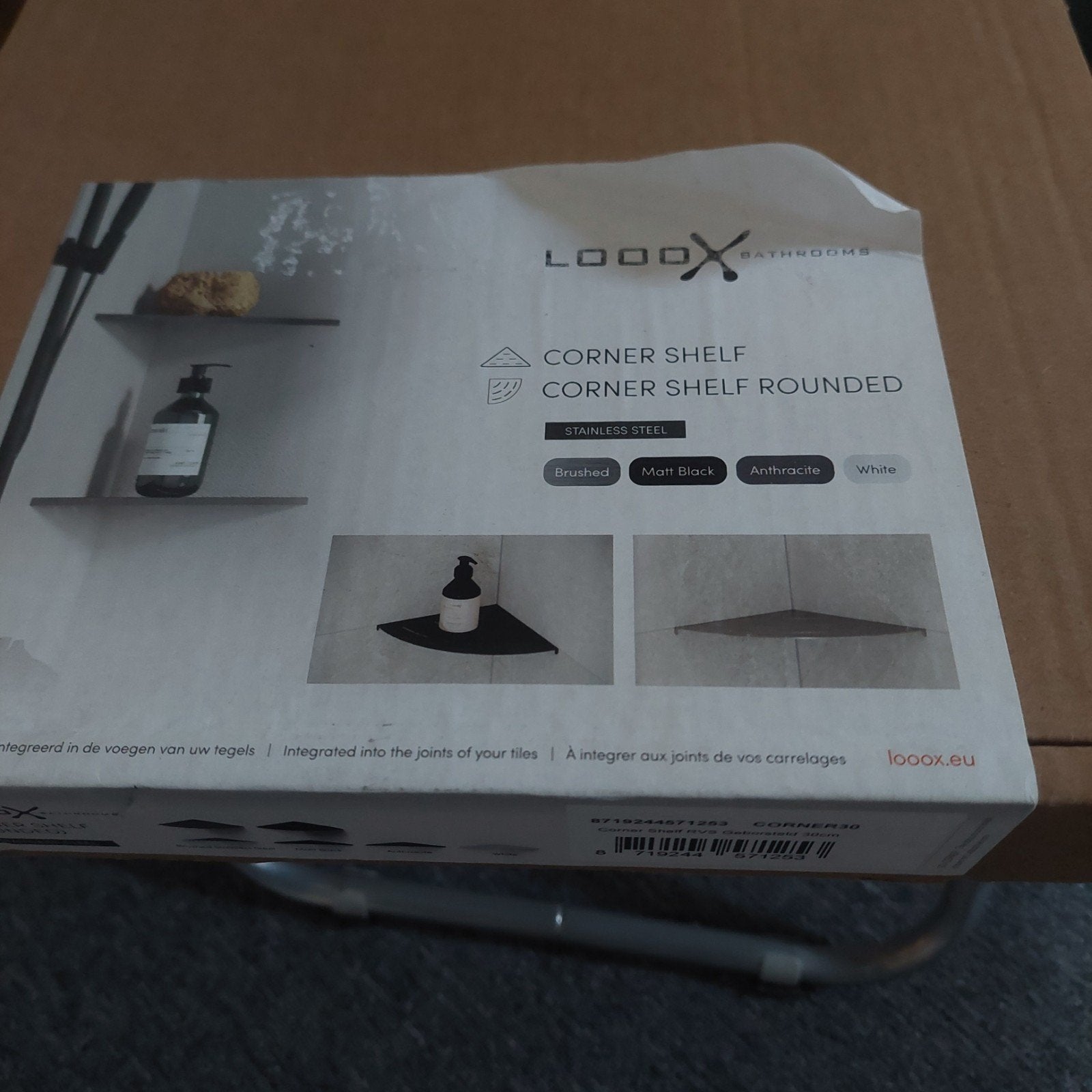 LOOOX Corner Shelf RVS Geborsteld 30cm, Badkamerrek, Overige merken, Nieuw, Ophalen of Verzenden