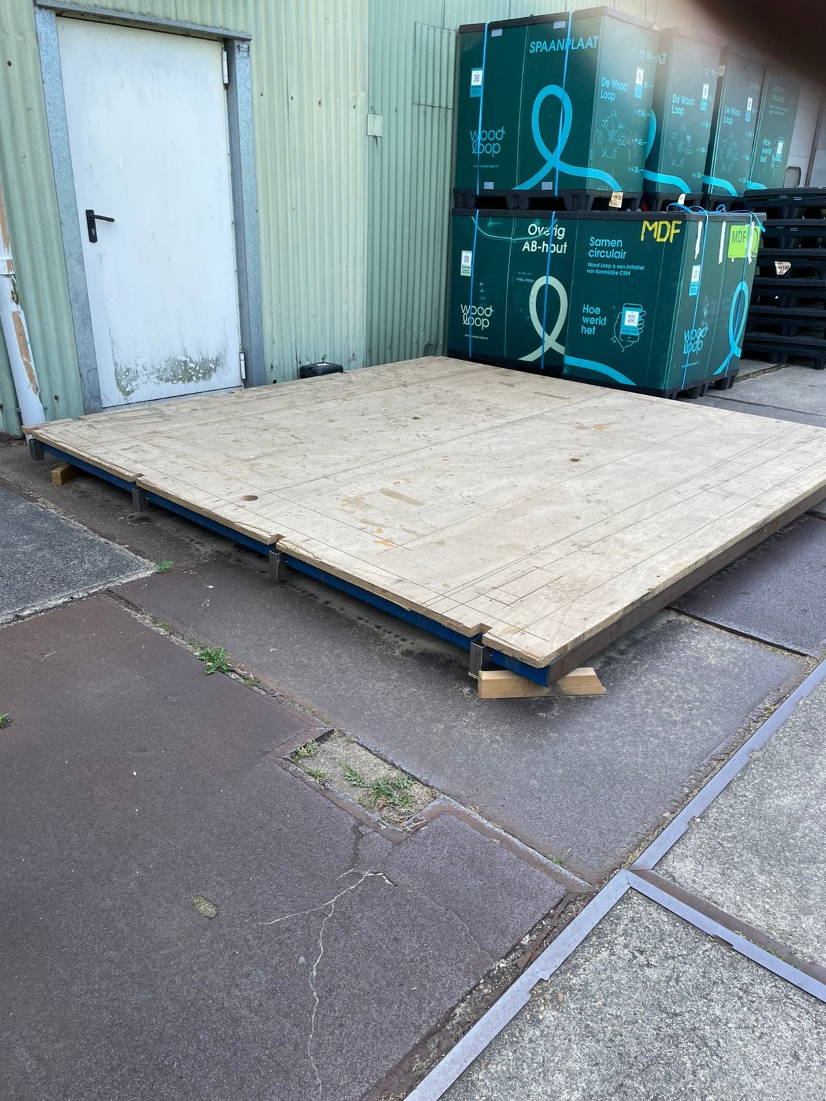 Stelvloer 3x3meter multiplex met stalen frame, Ophalen, Gebruikt, 170 cm of meer